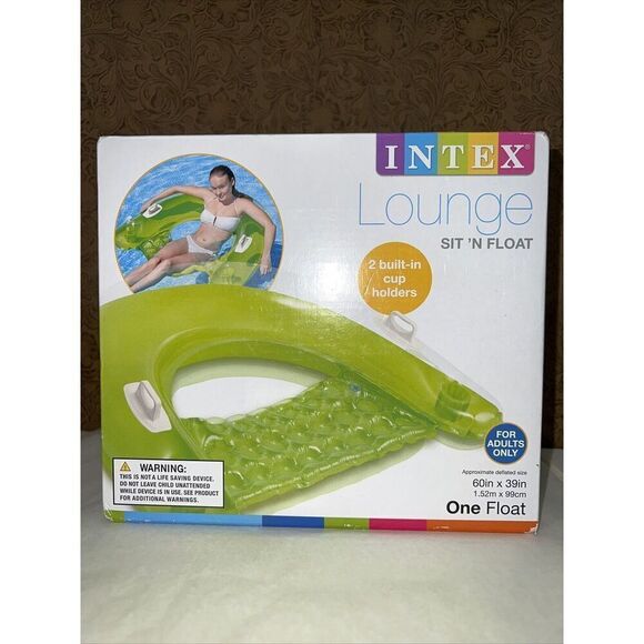 Intex Sit 'N Float Inflatable Pool Lounge Green Pool 60x39 Summertime Packable - Picture 1 of 7